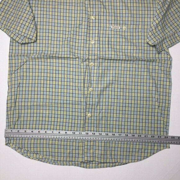 Vintage Guess Jeans Mens Plaid Blue Yellow Short Sleeve Button Shirt Size Large - Picture 6 of 10